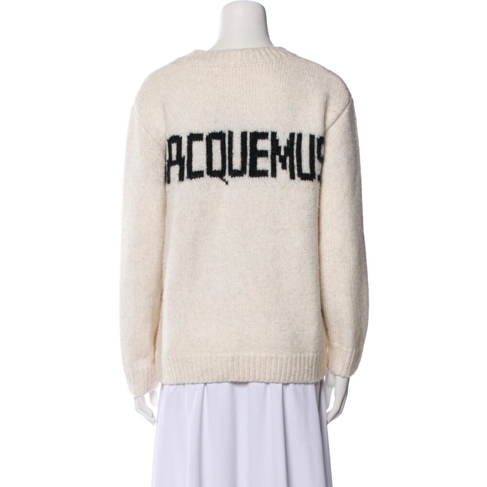 Jacquemus Cream Sweater with Black Logo